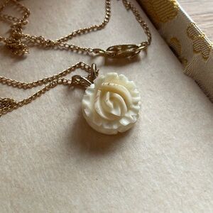 Milano Cream Rose Pendant Necklace